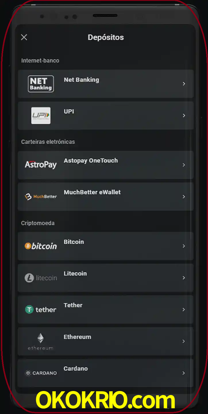 Você pode usar métodos alternativos de depósito.