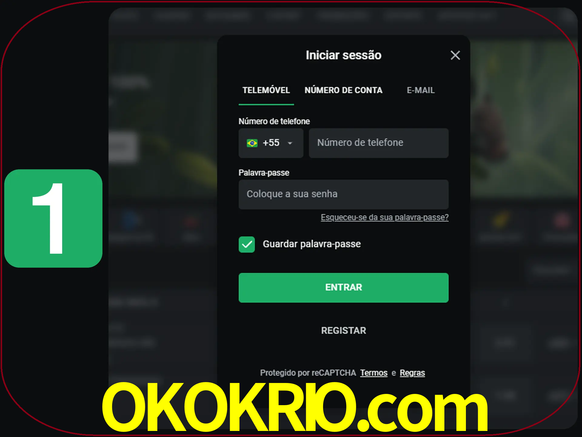 Clique no botão Entrar.